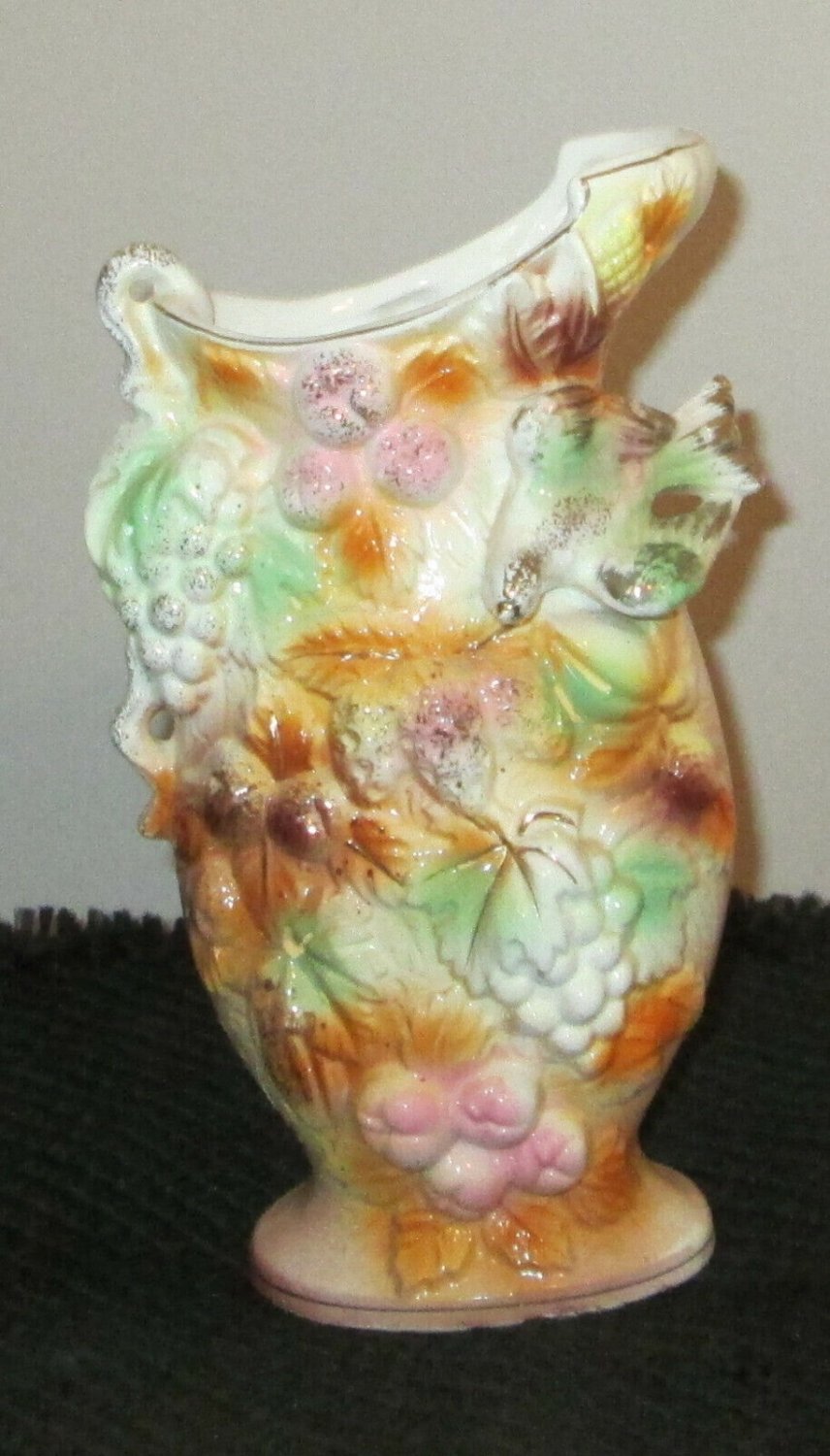HAND PAINTED  BETSON MAJOLICA PITCHER CENTERPIECE