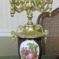 Limoges Two 5 Stick Candelabra Gilded Brass Blue Sevres Porcelain quartz clock