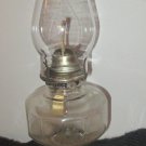 Vintage Clear Glass & White Flame Brass Kerosene Oil Lamp w Shade White Flame