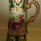 Antique Hand-Painted Nippon Ewer Pitcher Porcelain Footed Vase 16" tall