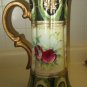 Antique Hand-Painted Nippon Ewer Pitcher Porcelain Footed Vase 16" tall