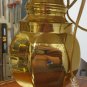 Antique Brass Table Lamp with Fringed Crescent Shade