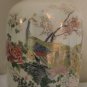 Vintage Satsuma Japan Crackle Peacock Floral Vase Porcelain Tree  Gold Trim