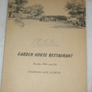 GARDEN HOUSE RESTAURANT DINNER MENU  DIAMOND LAKE, IL 1956