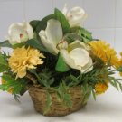 Artificial Flower Planter woven Basket Faux Indoor House Plant with Handles