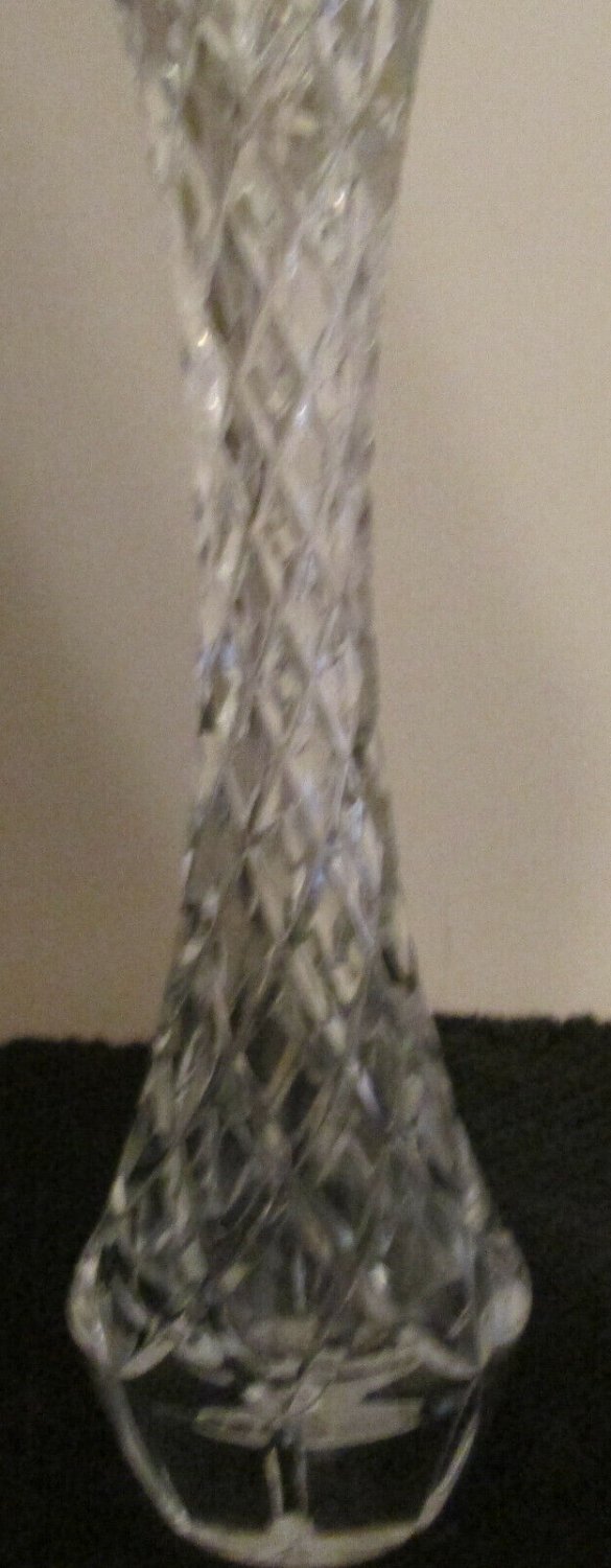 Czech Bohemian 24% Cut Lead Glass Crystal Diamond Point Vase Centerpiece