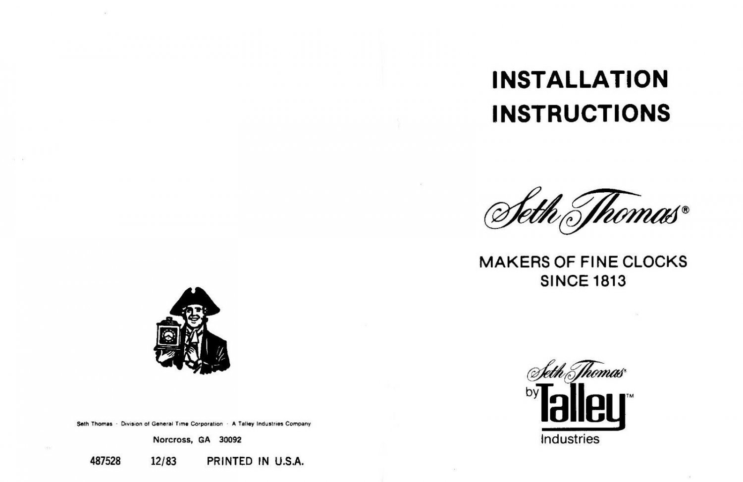 Seth Thomas Mantel Clock Setting Instructions Manual Chimes, Warranty