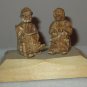 QUEBEC CANADA HAND CARVED OLD COUPLE SCULPTURE FIGURES SIGNED D. DAIGLE