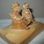 QUEBEC CANADA HAND CARVED OLD COUPLE SCULPTURE FIGURES SIGNED D. DAIGLE