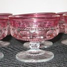 6 RUBY RED STAINED GLASS KINGS CROWN THUMB PRINT  SHERBET GOBLET