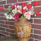 Artificial Flower Planter woven Tall Basket with Handle Faux Indoor House Plant