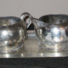 KEYSTONE WARE SILVER PLATE CREAM & SUGAR WITH SERVING TRAY  CENTERPIECE