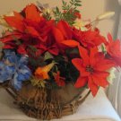Artificial Colorful Flowers Planter Woven Basket w/Handle Indoor House Plant