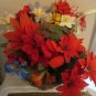 Artificial Colorful Flowers Planter Woven Basket w/Handle Indoor House Plant