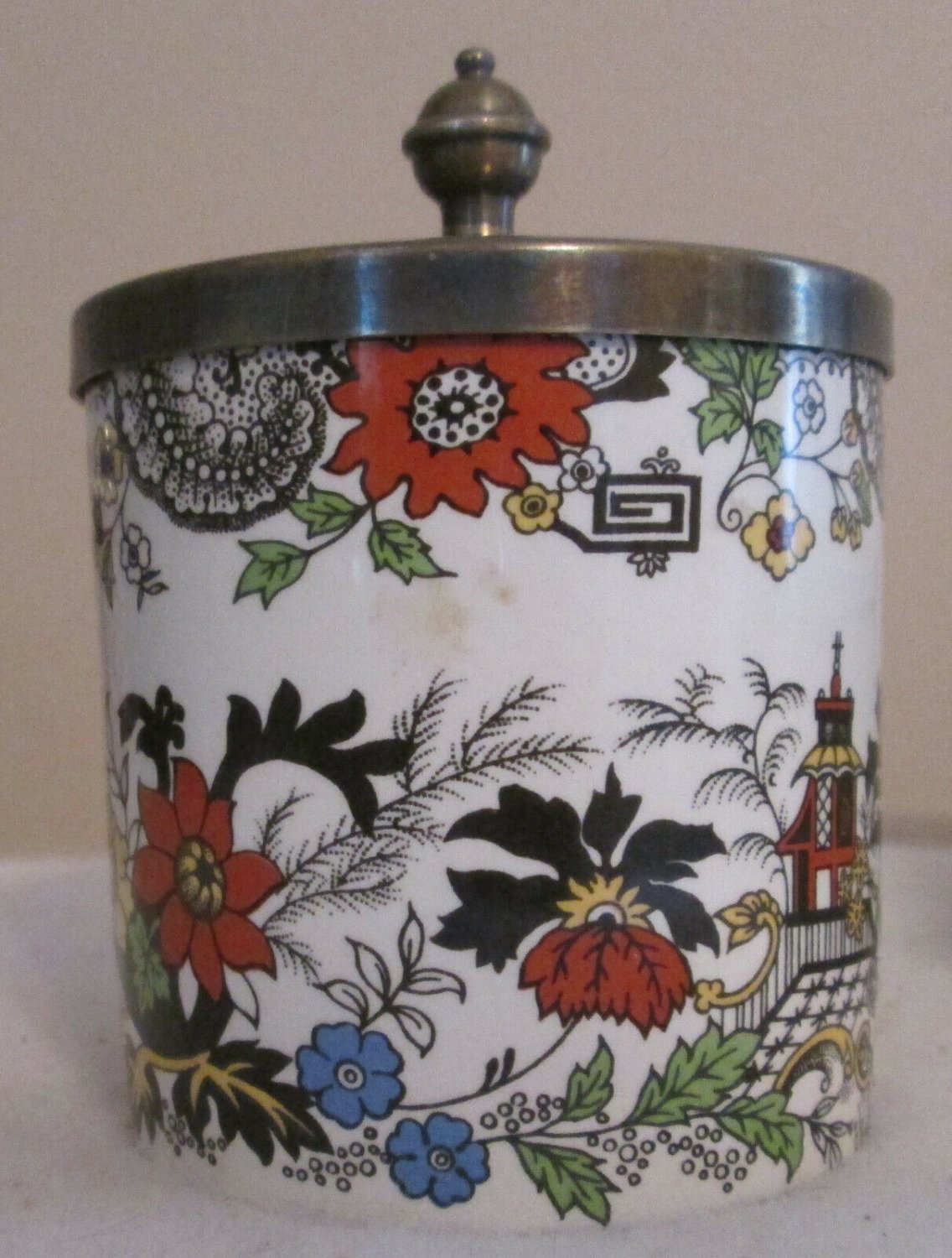 Jam Mustard Chutney Jar   Silverplate Lid Pagoda
