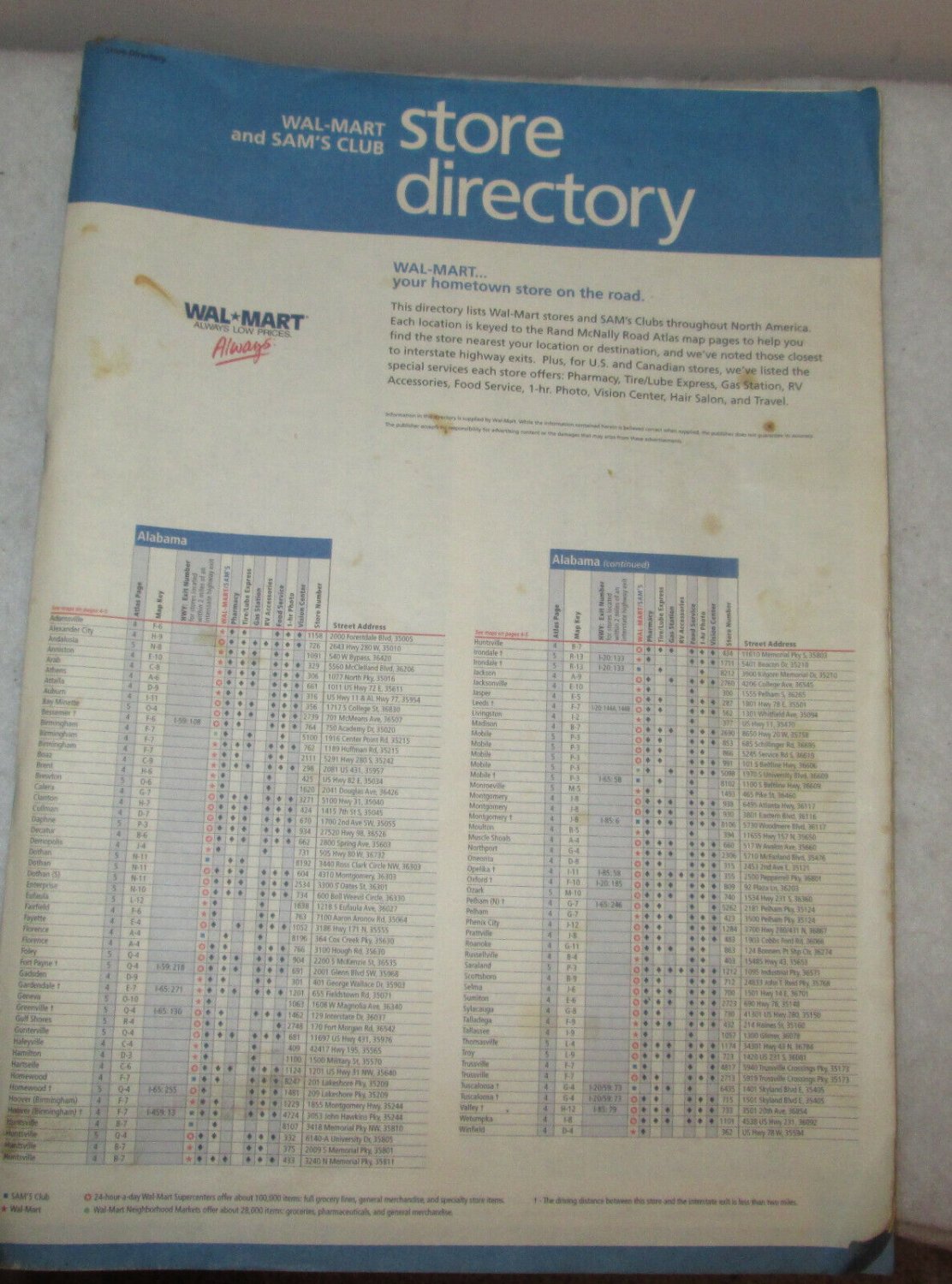 2005 Rand McNally The Road Atlas & Travel Guide Walmart store directory~ U.S