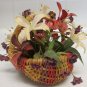 Small Artificial Flower Planter woven Basket Faux Indoor House Plant with Handle