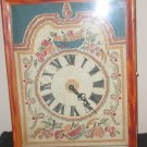 Cabinet Clock Embroidered Cross Stitch Oak Wood Case Glass Door Floral WORKS Cabinet Clock Embroidered Cross Stitch Oak Wood Case Glass Door Floral WORKS