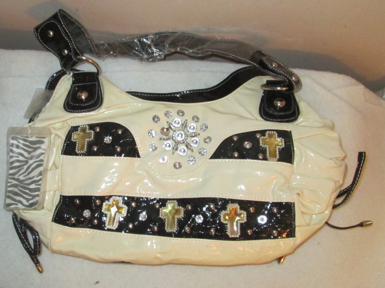 C & C Women's Leather Organizer Purse Shoulder Bag Multiple Pockets Cross Body