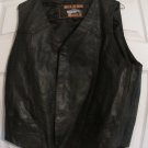 Men's SILVER BIKE Black Leather Motorcycle Moto Biker Vest W/Pockets Size L Men's SILVER BIKE Black Leather Motorcycle Moto Biker Vest W/Pockets Size L
