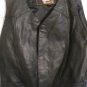 Men's SILVER BIKE Black Leather Motorcycle Moto Biker Vest W/Pockets Size L
