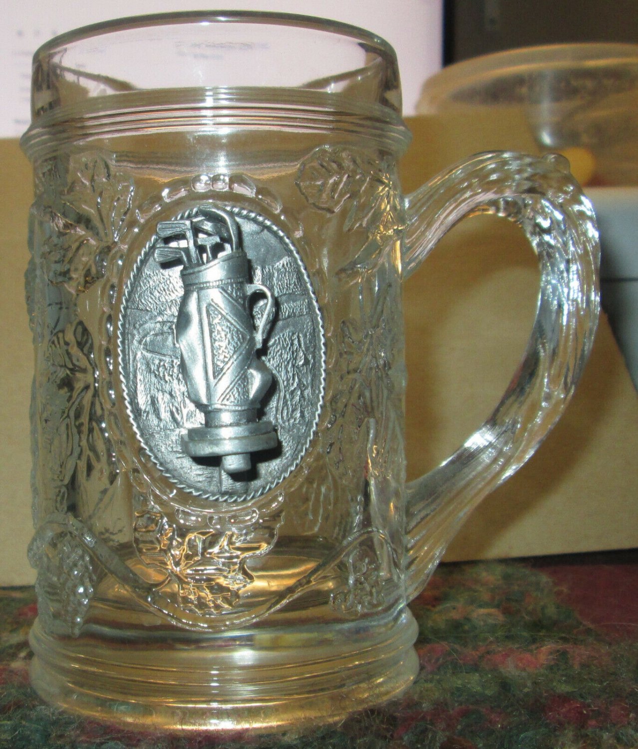 Golfer Glass Mug With Applied Golf Bag Logo