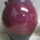 ASIAN CERAMIC DRIP GLAZED blue and red pottery VASE Signed