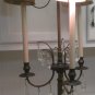 antique 3 light table lamp crystals prisms brass & shades