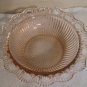 Old Colony Lace Edge Open Lace Ribbed Pink Depression Glass Serving Bowl Hocking