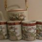 SATSUMA Porcelain Teapot with Lid & 4 Cups Japan Peacock