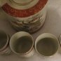 SATSUMA Porcelain Teapot with Lid & 4 Cups Japan Peacock