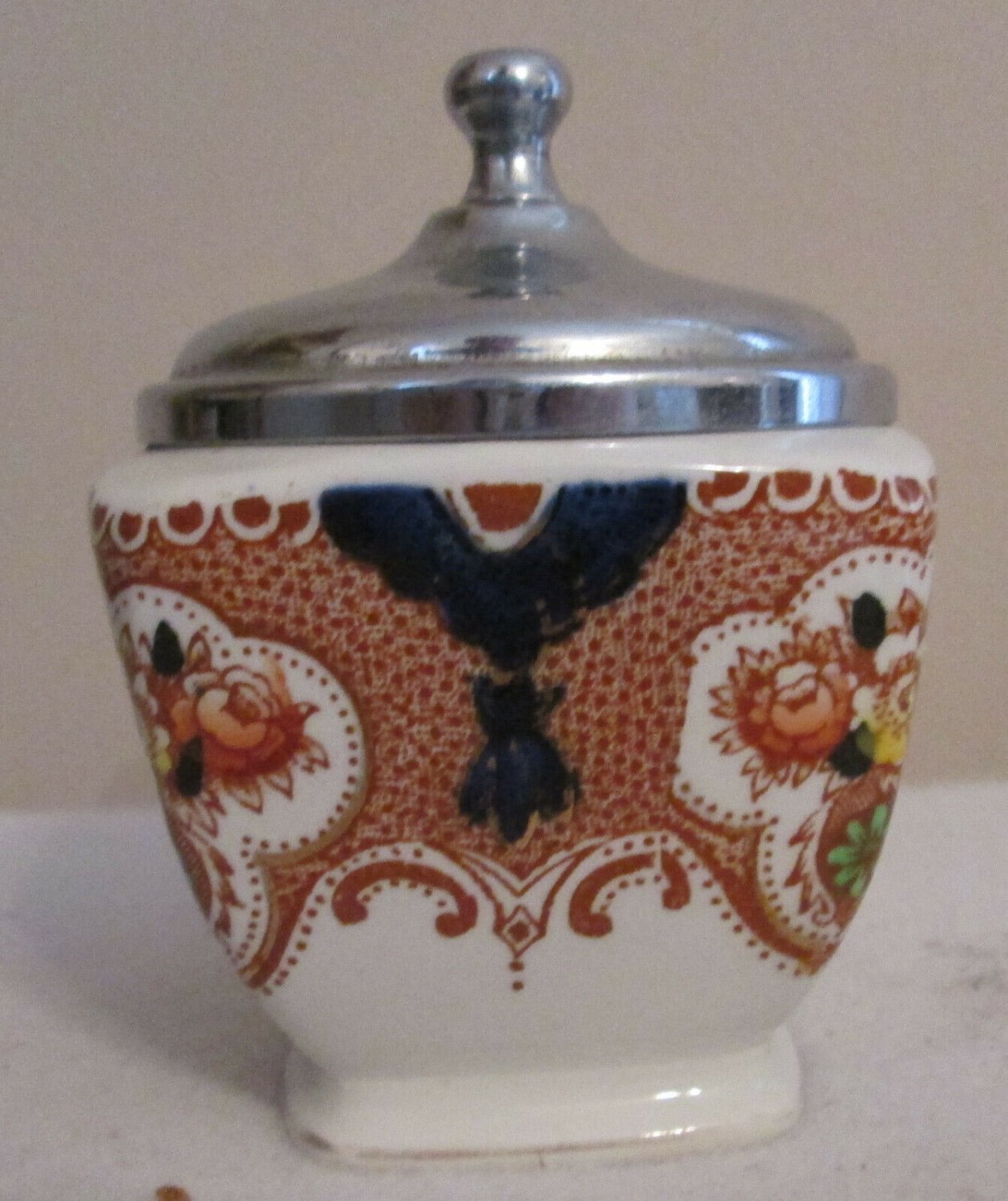 Royal Tudor Ware Barker Bros Egg Coddler, China Jam, Jelly Condiment Bowl & Lid