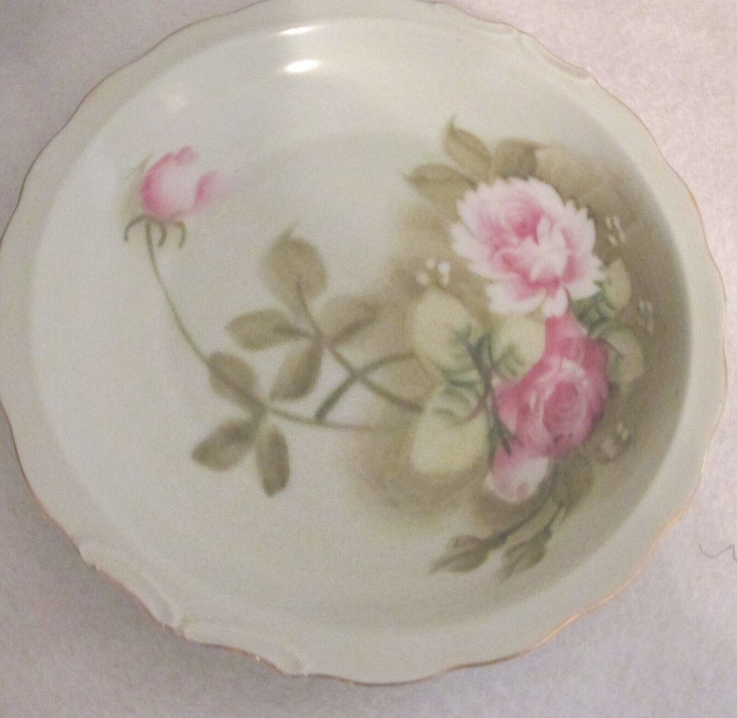 Vintage Lefton China Green Heritage Rose Candy Nut Trinket Dish 4578 Bowl