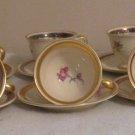 6 SETS OF PICKARD T-CUP & SAUCER HAND PAINTED  GOLD TRIM