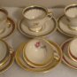 6 SETS OF PICKARD T-CUP & SAUCER HAND PAINTED  GOLD TRIM