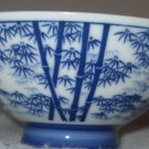 Japanese Blue & White Porcelain Bamboo Rice Soup Bowl