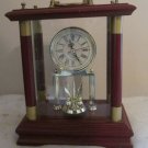 QUARTZ MANTEL CLOCK WOOD & GLASS SPINNING PIECE GOLD TRIM