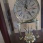 QUARTZ MANTEL CLOCK WOOD & GLASS SPINNING PIECE GOLD TRIM