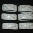 AK Kaiser Porcelain SIX  Napkin Rings Oval Raised Gold Floral W Germany