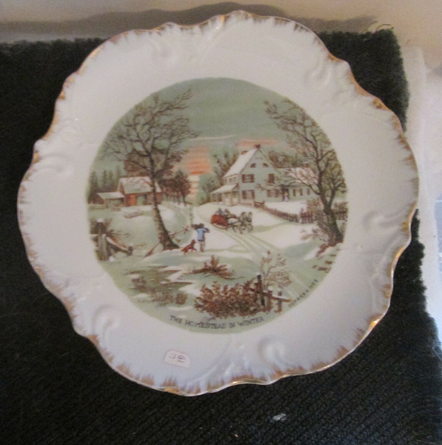 Currier Ives The Homestead In Winter Plate Japan 8"