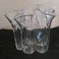 Muurla Finland Clear Ruffle Handkerchief Vase 6.25" Vintage MCM Hand Blown Glass
