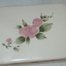 Roseland Napkin Holder 6" W Rose Gibson Genuine Stoneware White, Pink & Green