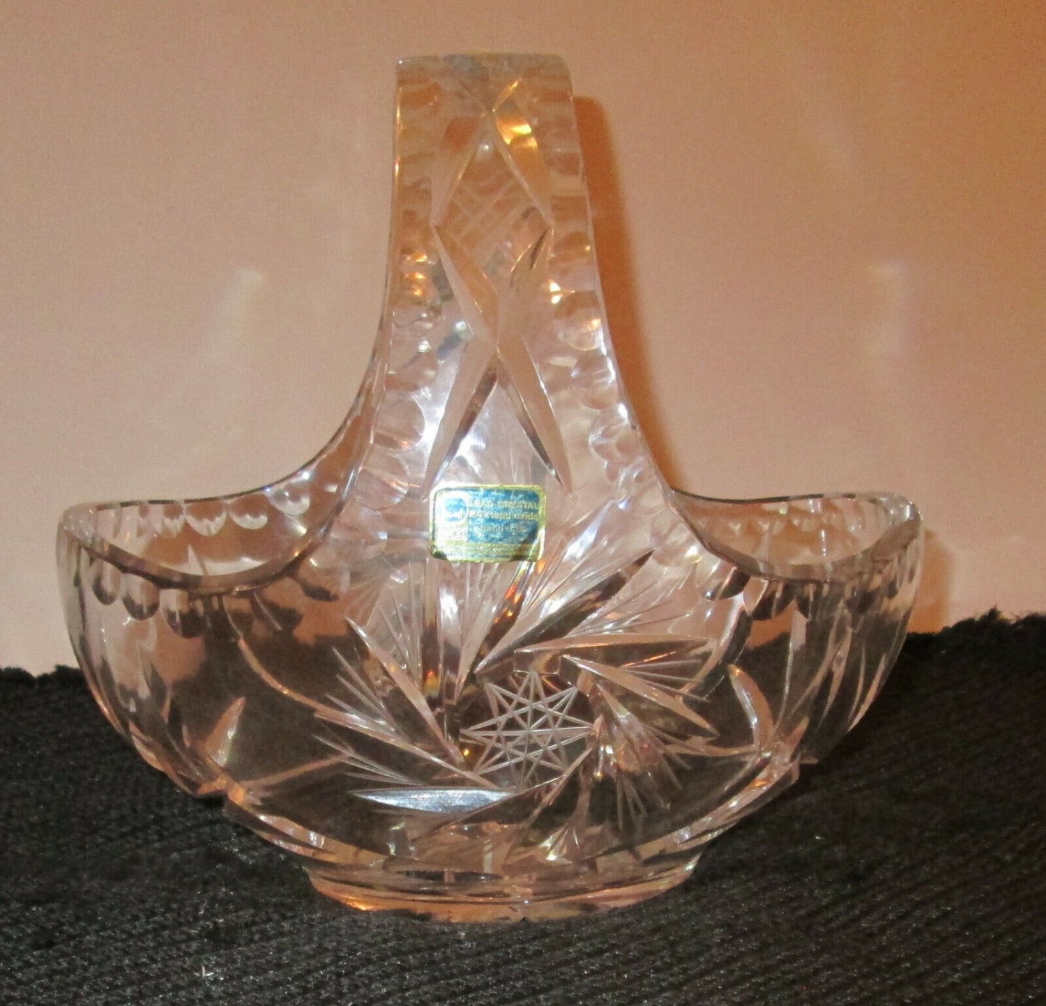 LAUSITZER, 24% LEAD CRYSTAL BASKET  CENTERPIECE