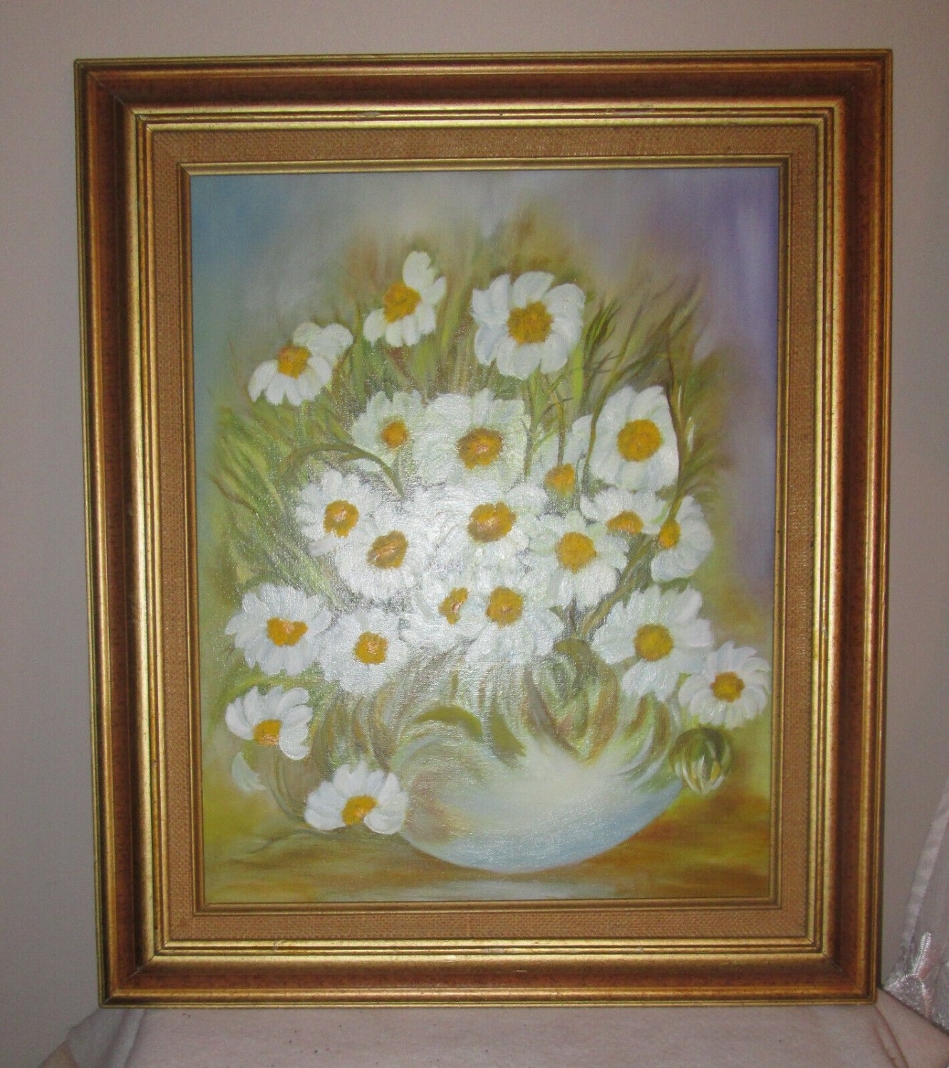 ARTIST PRINT OIL ON CANVAS DAISIES PICTURE