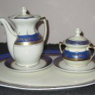 Vtg 7 PCS Oscar Schlegelmilch  TEA SET Hand Painted Oval Plate Creamer & sugar