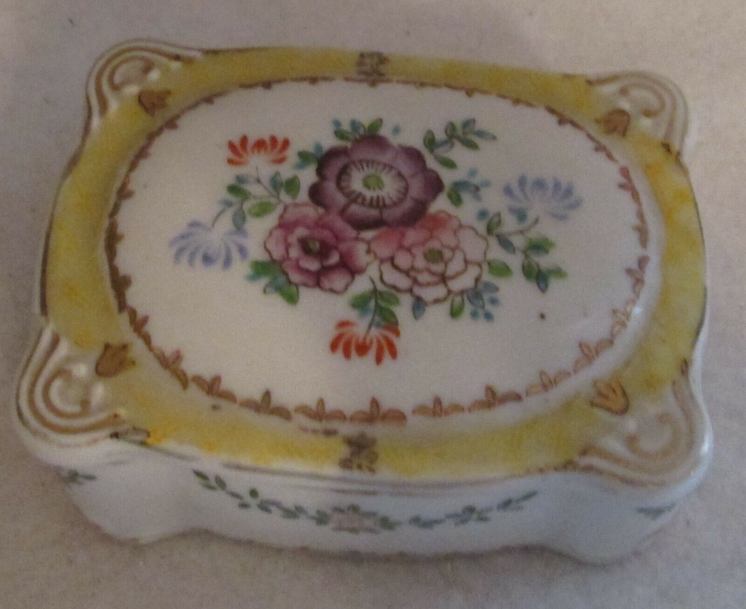 Trinket  Ring Box Porcelain Purple Rose