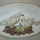 OVAL SHAPED Porcelain Collector Plate APPLIED Birds 7" X 10.5"