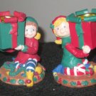Princess House Christmas Elves Candlestick Holders Holiday Table #269   NIB