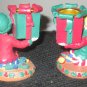 Princess House Christmas Elves Candlestick Holders Holiday Table #269   NIB