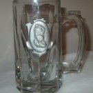 Clear Drinking Glass Pewter Emblem  Golfer Handled Mug Glass Stein